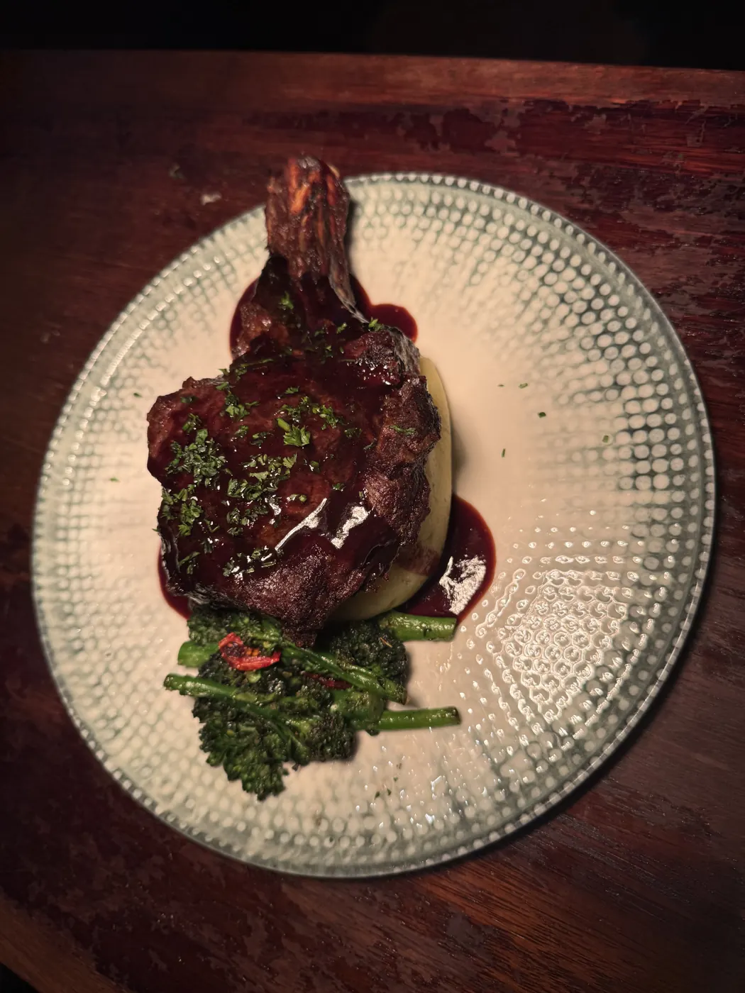 Glazed chop seen from above